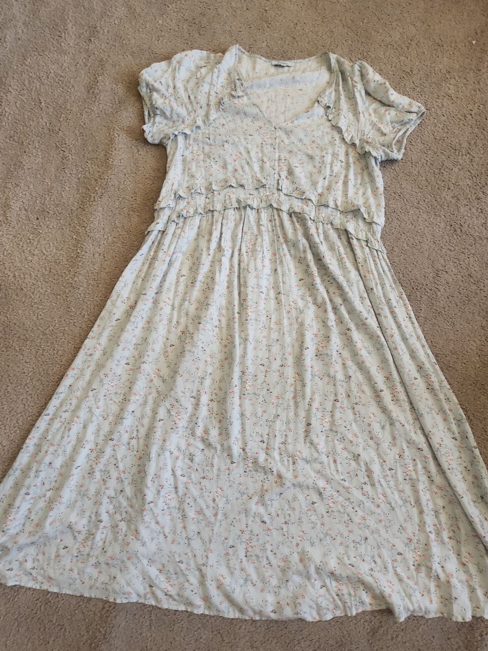 Polagram Light Blue Floral Casual Kids Dress with Pink & Green Accents
